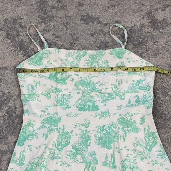 New Avec Les Filles Just Sea Denim Mini Dress in Seafoam Mermaid Toile Sz 10 - Picture 6 of 11
